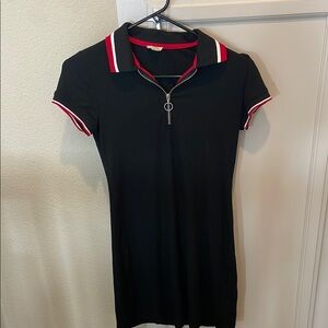 Black Polo Dress with Red and White Trim